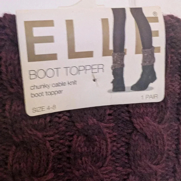 Elle Chunky Cable Knit Boot Toppers - Purple - Picture 3 of 4